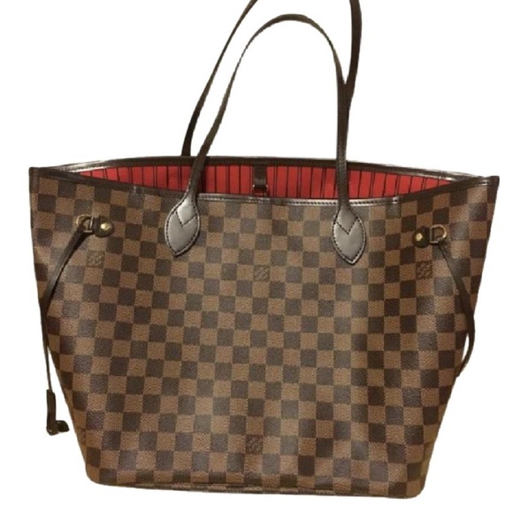 Louie Vuitton Red Leather Tote - Picture 3 of 5